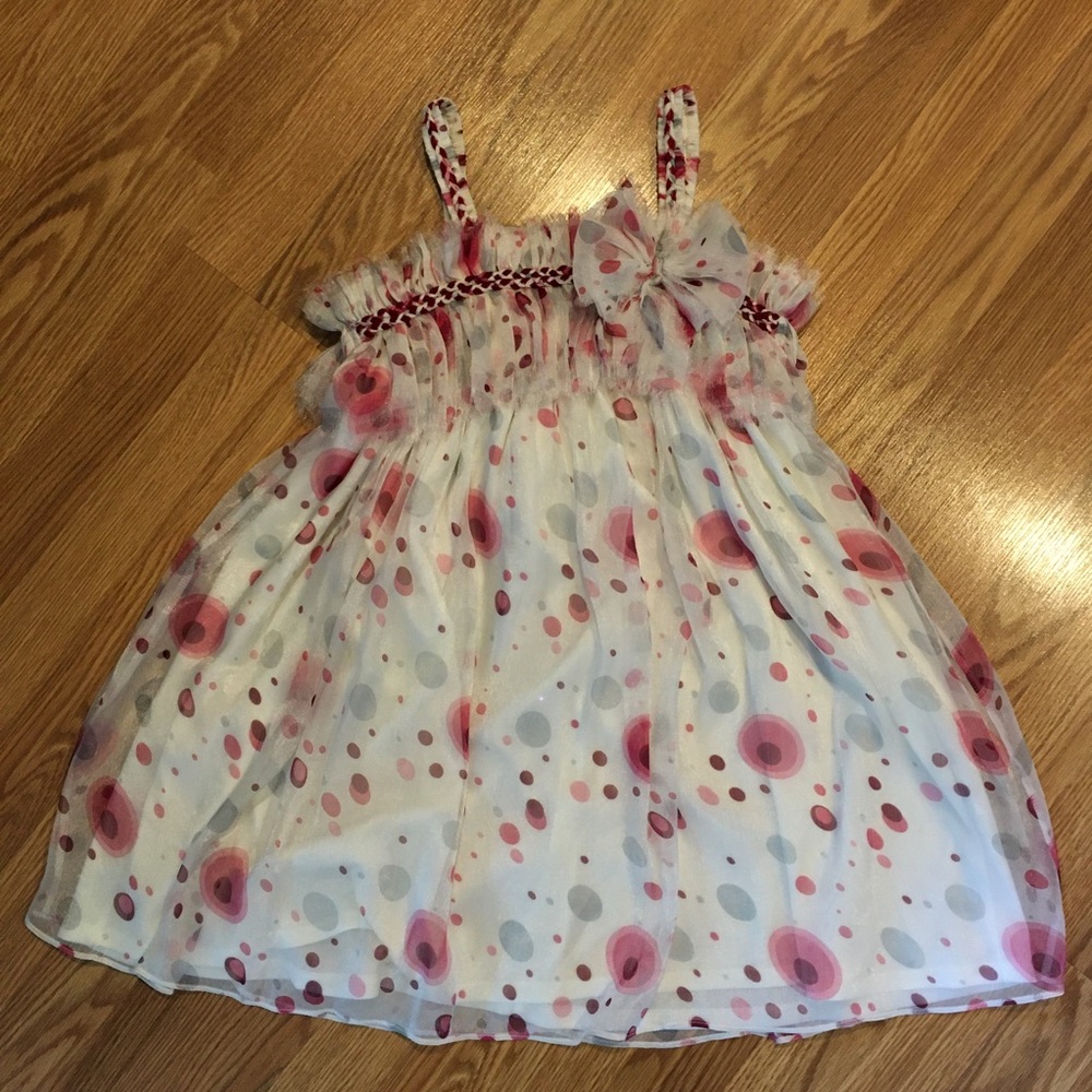 Isobella & Chloe sheer pink, red, fuchsia‎ Polka Dot Garden Party Dress size 10